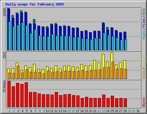 Daily usage for February 2025