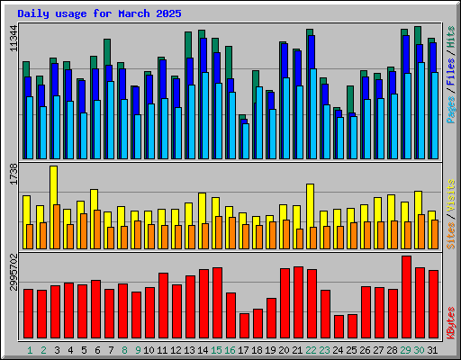 Daily usage for March 2025
